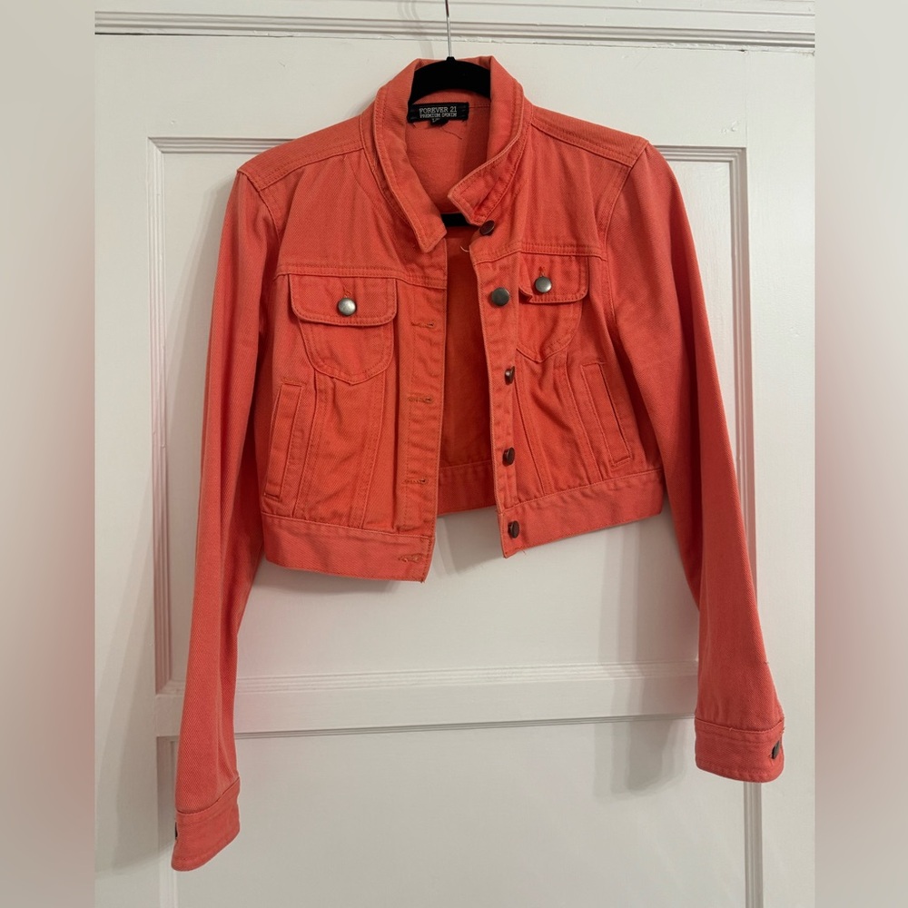 Orange denim jacket - semi cropped